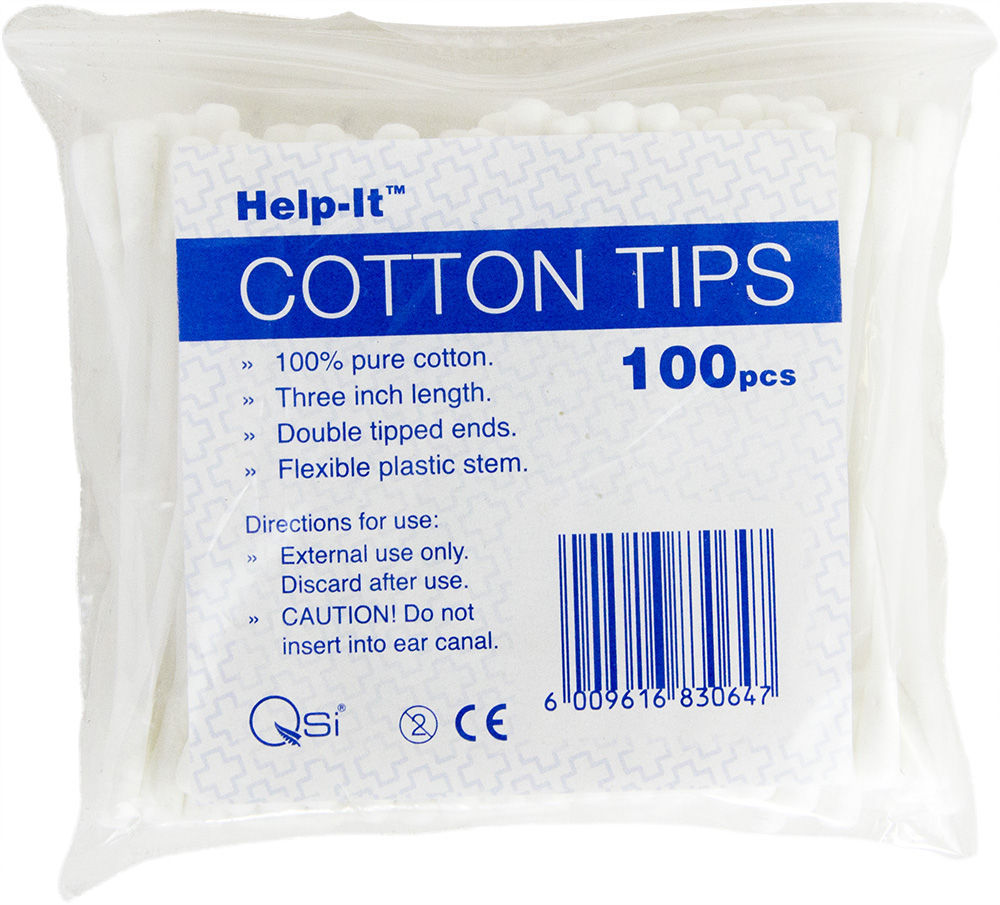 Cotton Tip Applicators Pack of 100 with Plastic Stem